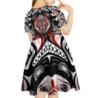 Haida Wolf Kid Short Sleeve Dress Canada Indigenous Art