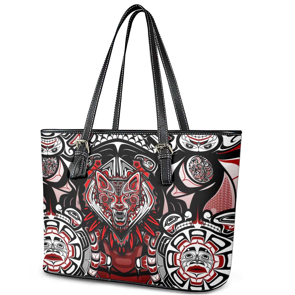 Haida Wolf Leather Tote Bag Canada Indigenous Art