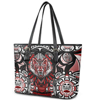 Haida Wolf Leather Tote Bag Canada Indigenous Art