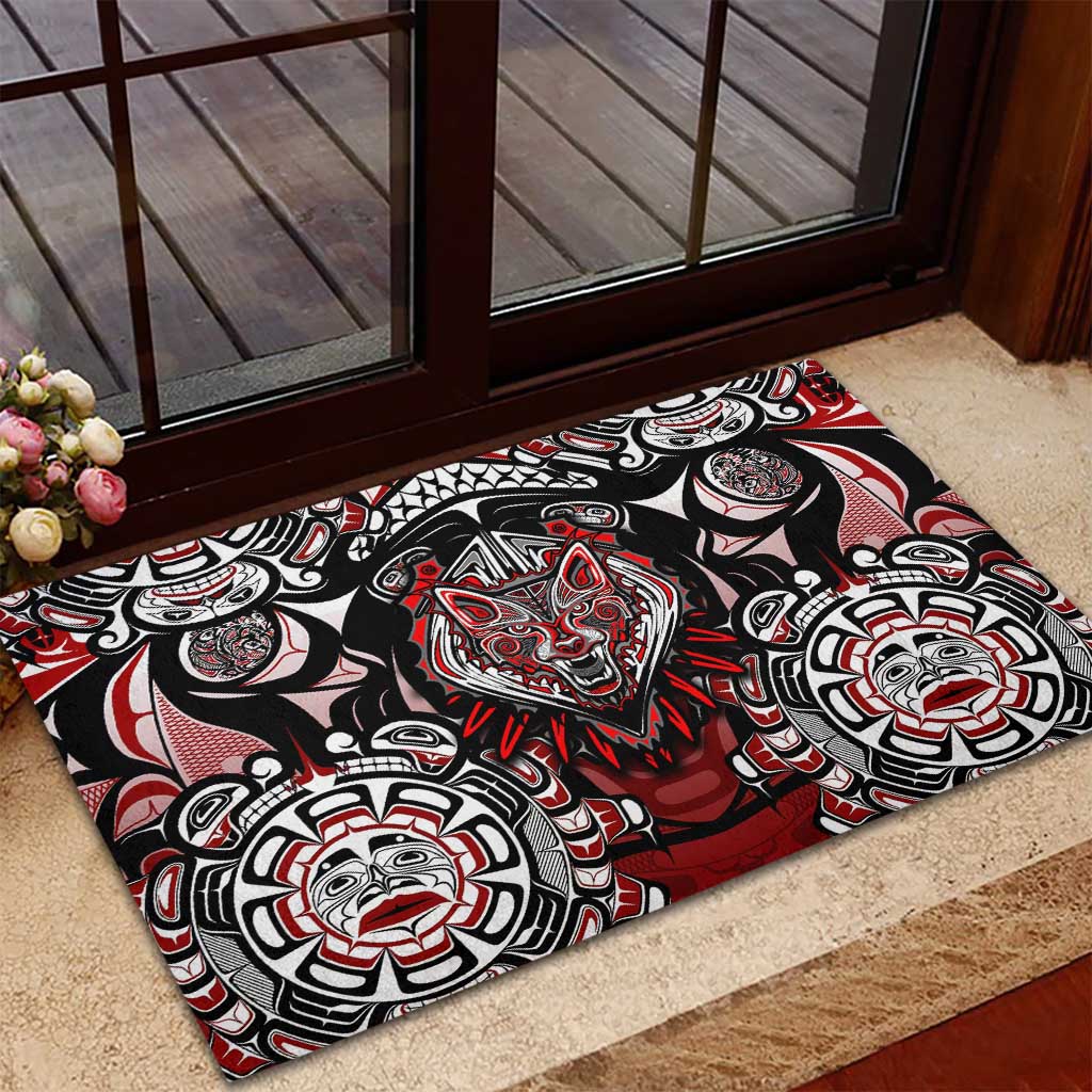 Haida Wolf Rubber Doormat Canada Indigenous Art