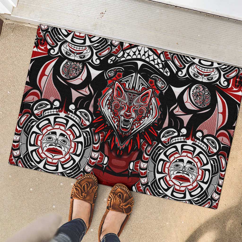 Haida Wolf Rubber Doormat Canada Indigenous Art