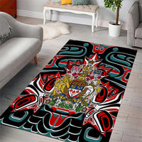 Canada Coat of Arms Haida Area Rug Maple Leaf Flag Indigenous Art