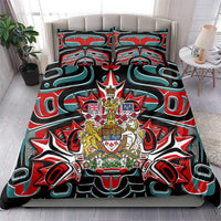 Canada Coat of Arms Haida Bedding Set Maple Leaf Flag Indigenous Art