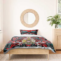 Canada Coat of Arms Haida Bedding Set Maple Leaf Flag Indigenous Art