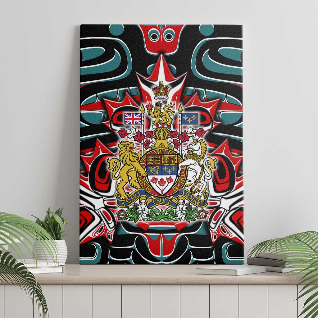 Canada Coat of Arms Haida Canvas Wall Art Maple Leaf Flag Indigenous Art