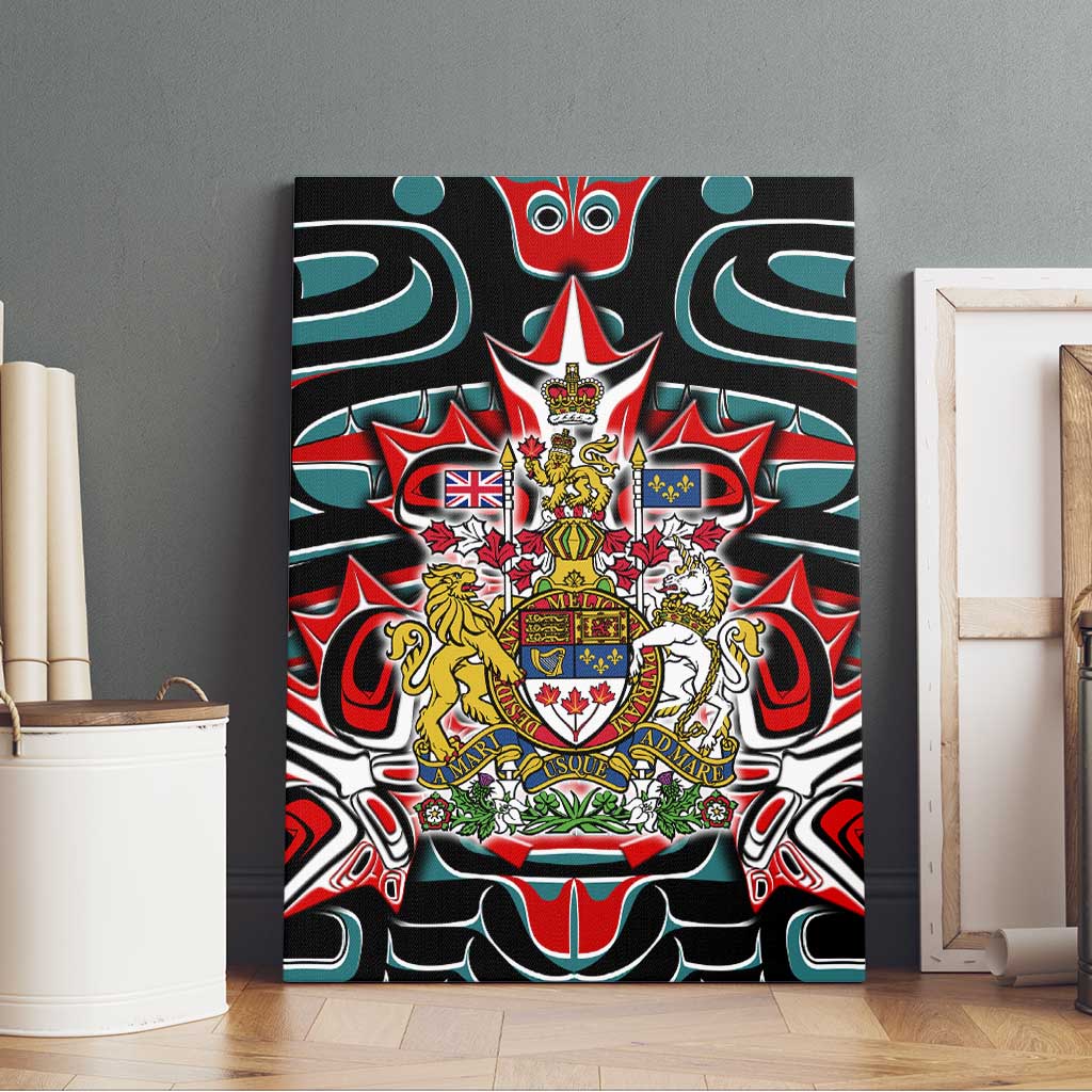 Canada Coat of Arms Haida Canvas Wall Art Maple Leaf Flag Indigenous Art