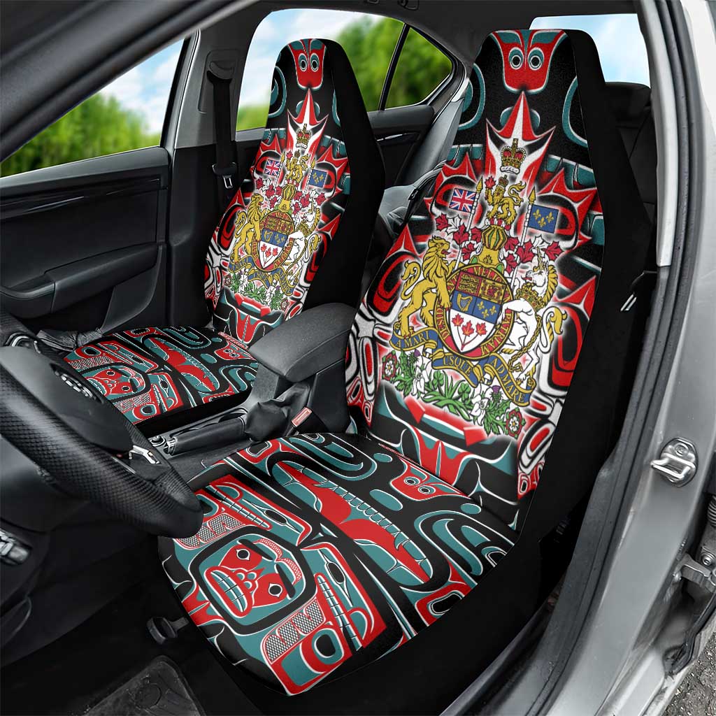 Canada Coat of Arms Haida Car Seat Cover Maple Leaf Flag Indigenous Art