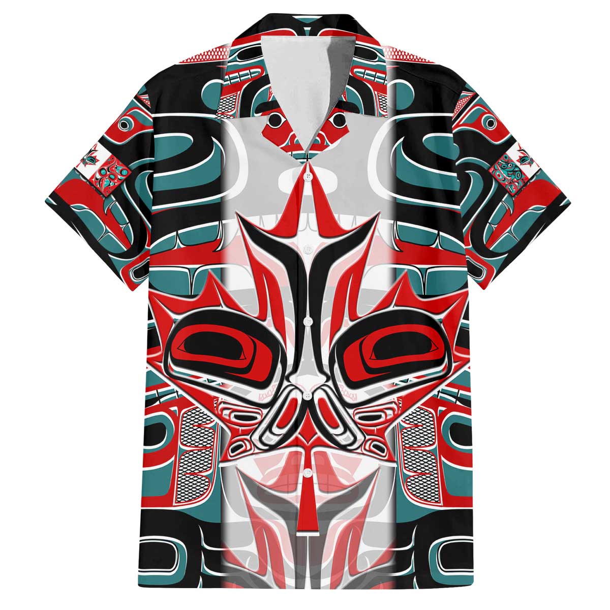 Canada Coat of Arms Haida Family Matching Off The Shoulder Long Sleeve Dress and Hawaiian Shirt Maple Leaf Flag Indigenous Art