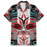 Canada Coat of Arms Haida Family Matching Short Sleeve Bodycon Dress and Hawaiian Shirt Maple Leaf Flag Indigenous Art