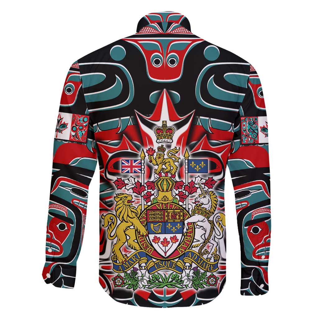 Canada Coat of Arms Haida Family Matching Tank Maxi Dress and Hawaiian Shirt Maple Leaf Flag Indigenous Art