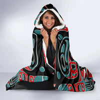Canada Coat of Arms Haida Hooded Blanket Maple Leaf Flag Indigenous Art