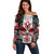 Canada Coat of Arms Haida Off Shoulder Sweater Maple Leaf Flag Indigenous Art