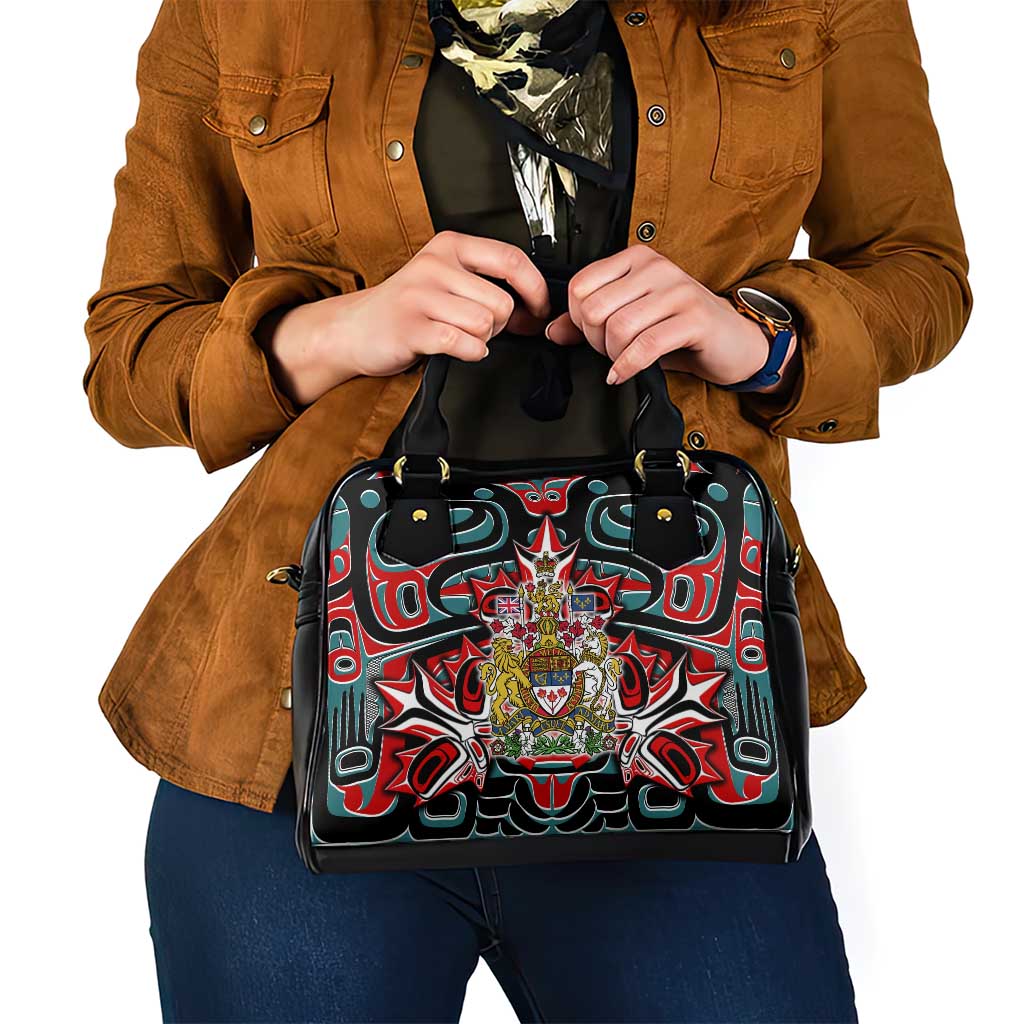 Canada Coat of Arms Haida Shoulder Handbag Maple Leaf Flag Indigenous Art