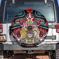 Canada Coat of Arms Haida Spare Tire Cover Maple Leaf Flag Indigenous Art