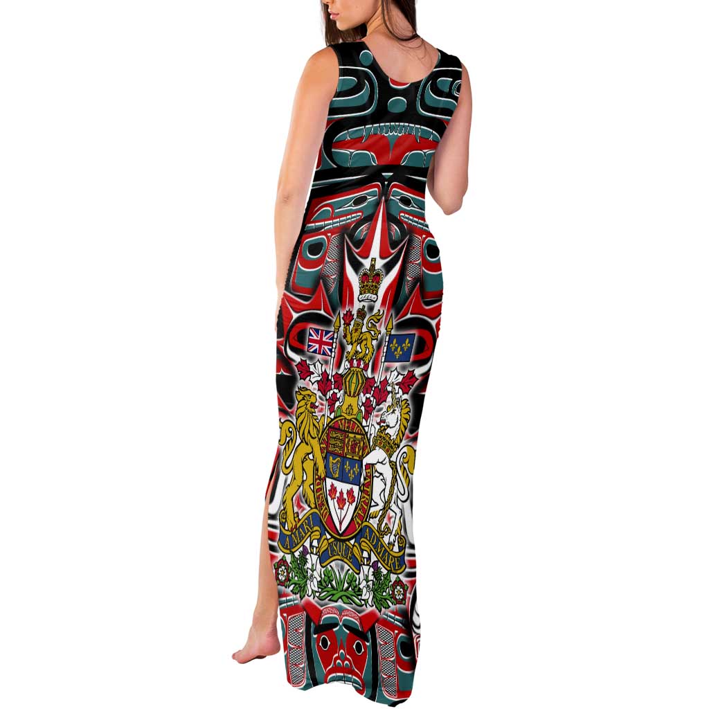 Canada Coat of Arms Haida Tank Maxi Dress Maple Leaf Flag Indigenous Art