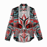 Canada Coat of Arms Haida Women Casual Shirt Maple Leaf Flag Indigenous Art