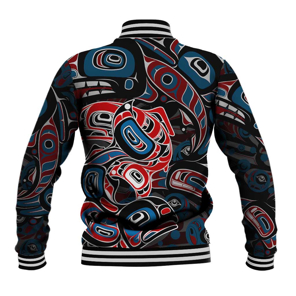 Haida Native Art Fish Baseball Jacket Canada Indigenous Art