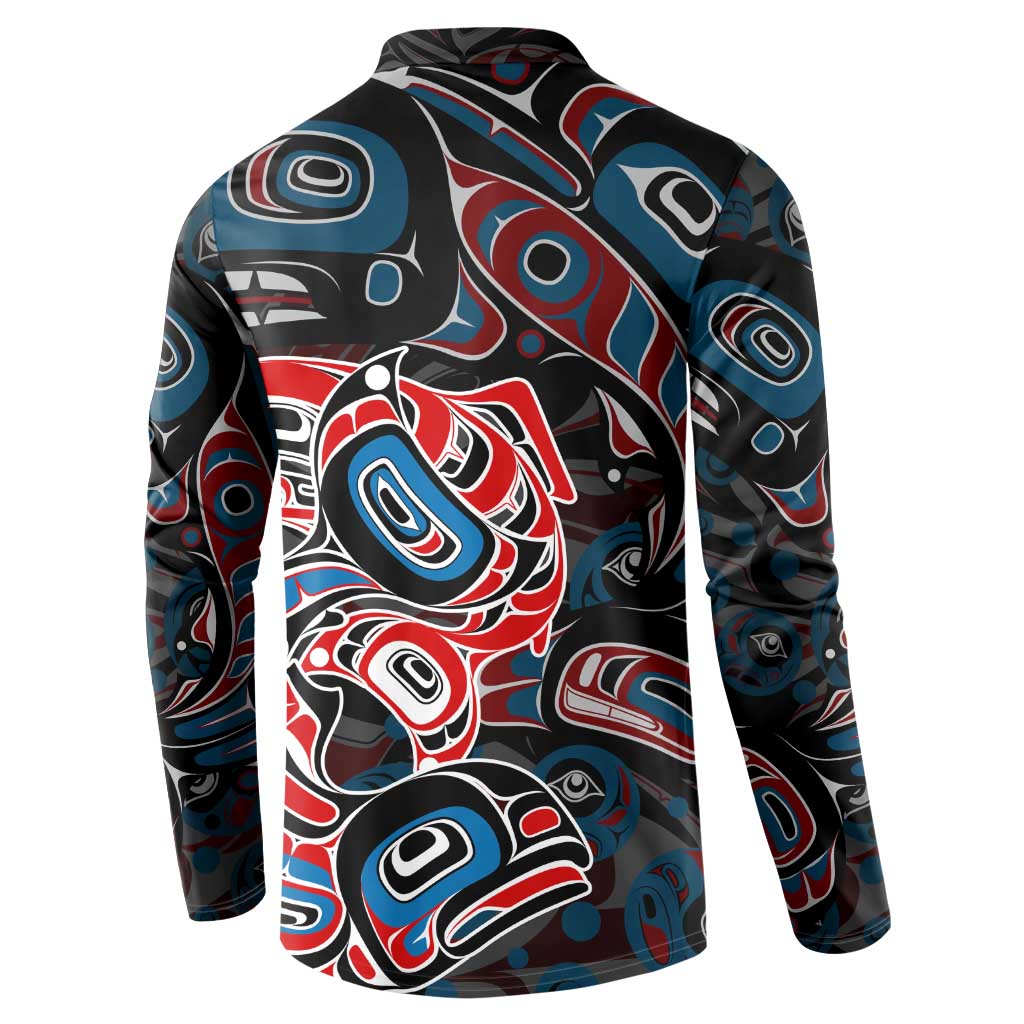 Haida Native Art Fish Button Sweatshirt Canada Indigenous Art