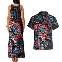 Haida Native Art Fish Couples Matching Tank Maxi Dress and Hawaiian Shirt Canada Indigenous Art