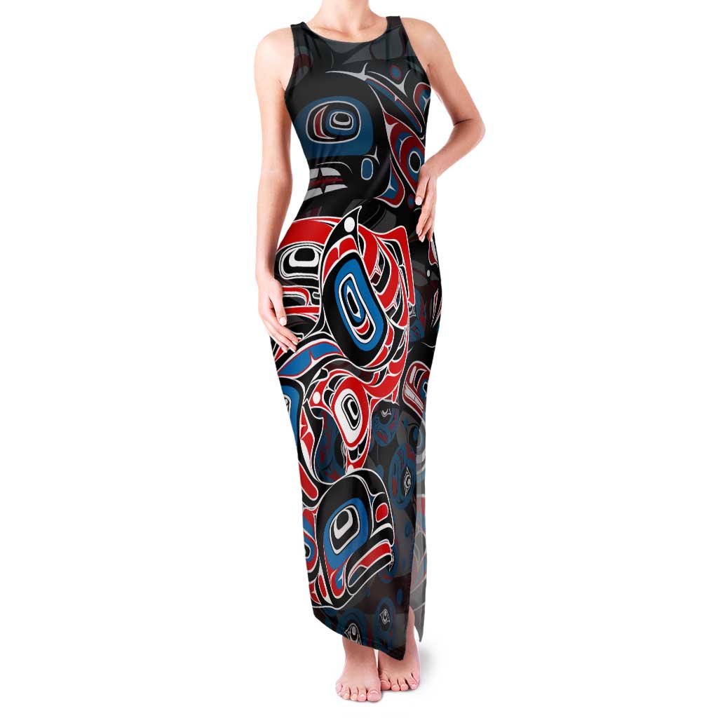 Haida Native Art Fish Family Matching Tank Maxi Dress and Hawaiian Shirt Canada Indigenous Art