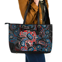 Haida Native Art Fish Leather Tote Bag Canada Indigenous Art