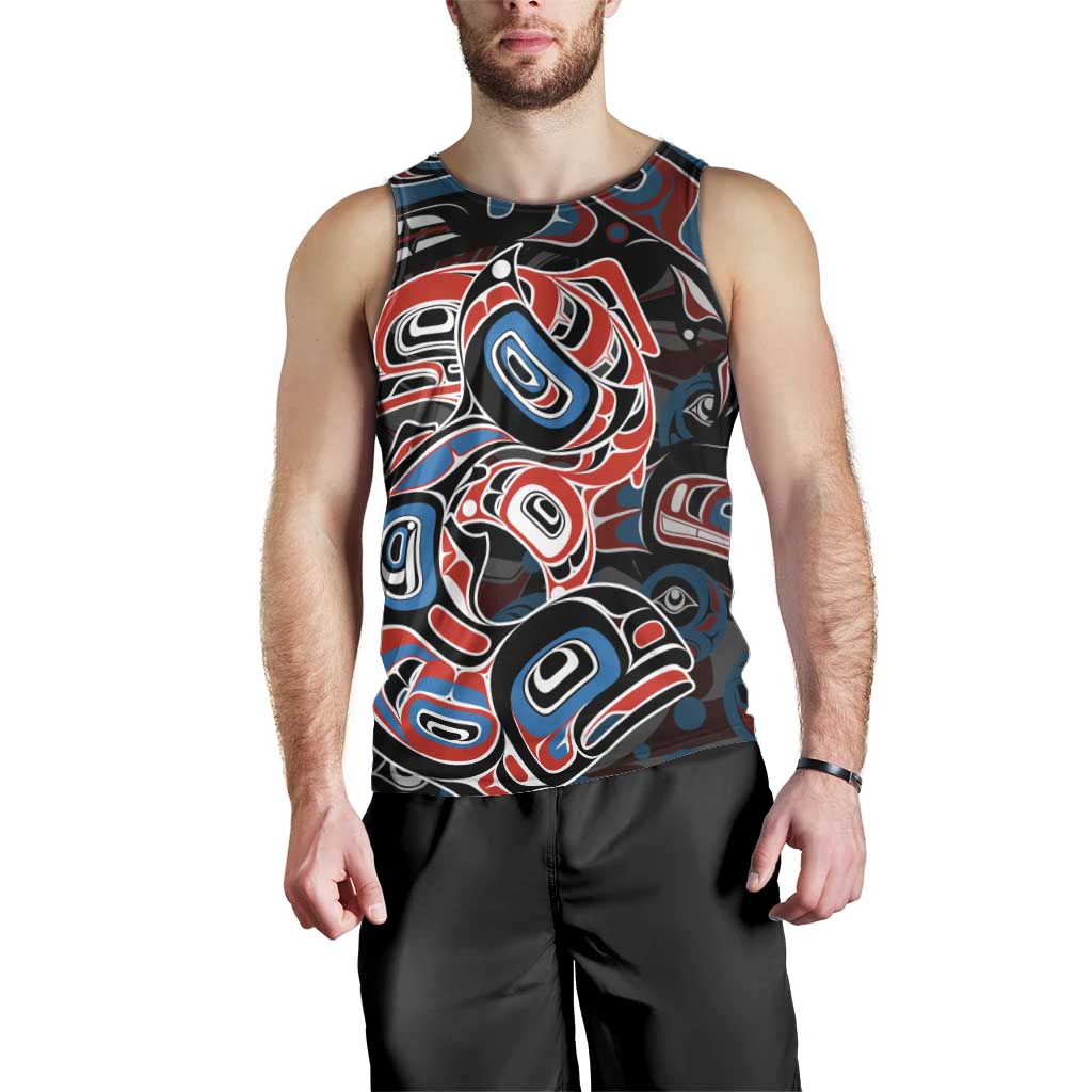 Haida Native Art Fish Men Tank Top Canada Indigenous Art