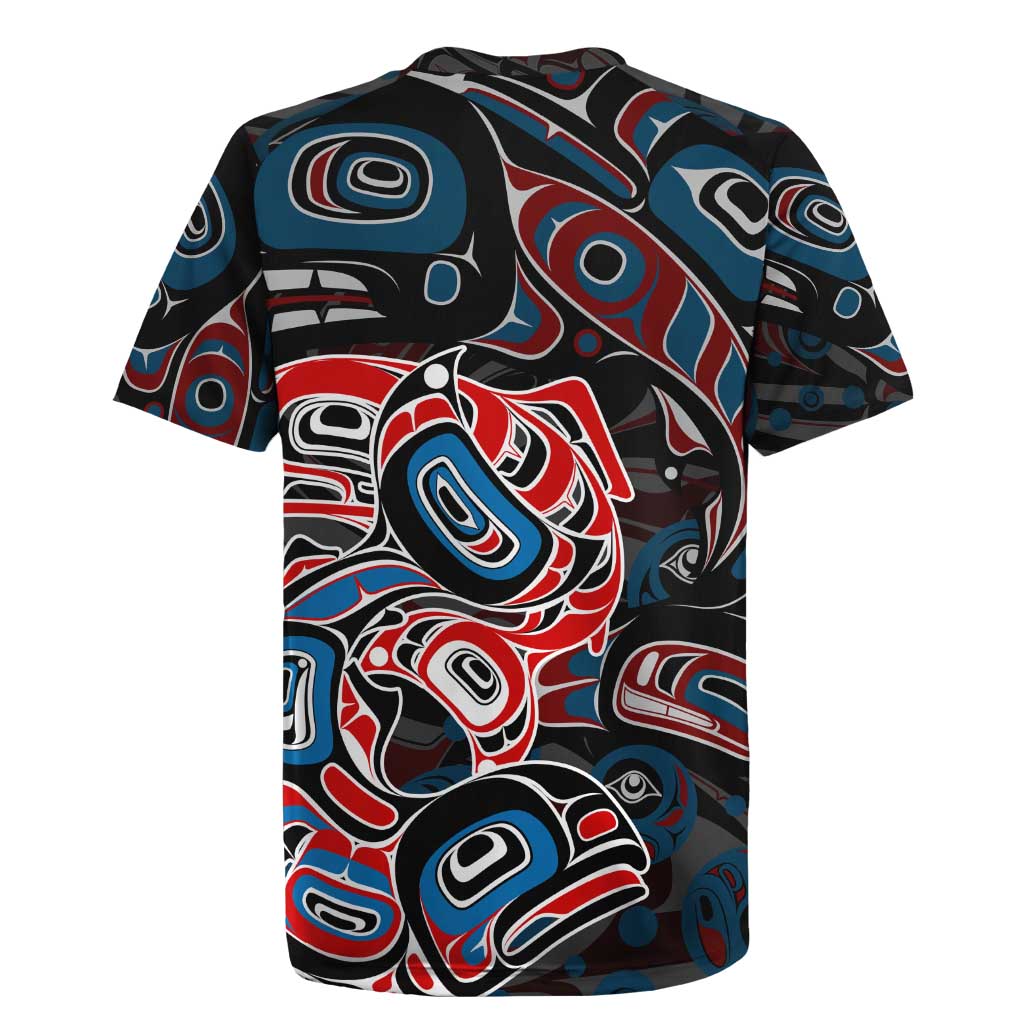 Haida Native Art Fish Rugby Jersey Canada Indigenous Art