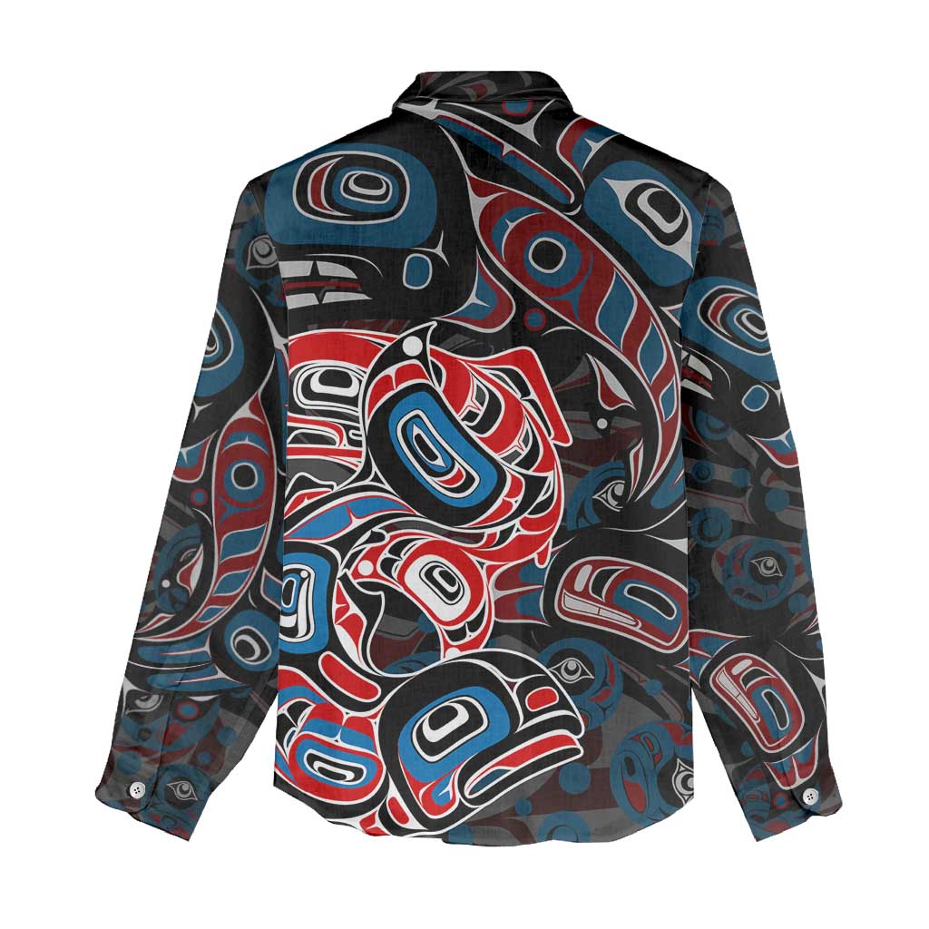 Haida Native Art Fish Women Casual Shirt Canada Indigenous Art