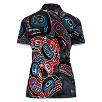 Haida Native Art Fish Women Polo Shirt Canada Indigenous Art