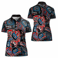 Haida Native Art Fish Women Polo Shirt Canada Indigenous Art