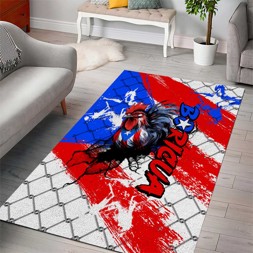 Boricua Pride Rooster Flag Puerto Rico Area Rug
