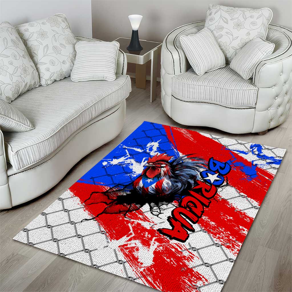 Boricua Pride Rooster Flag Puerto Rico Area Rug