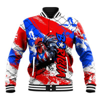 Boricua Pride Rooster Flag Puerto Rico Baseball Jacket