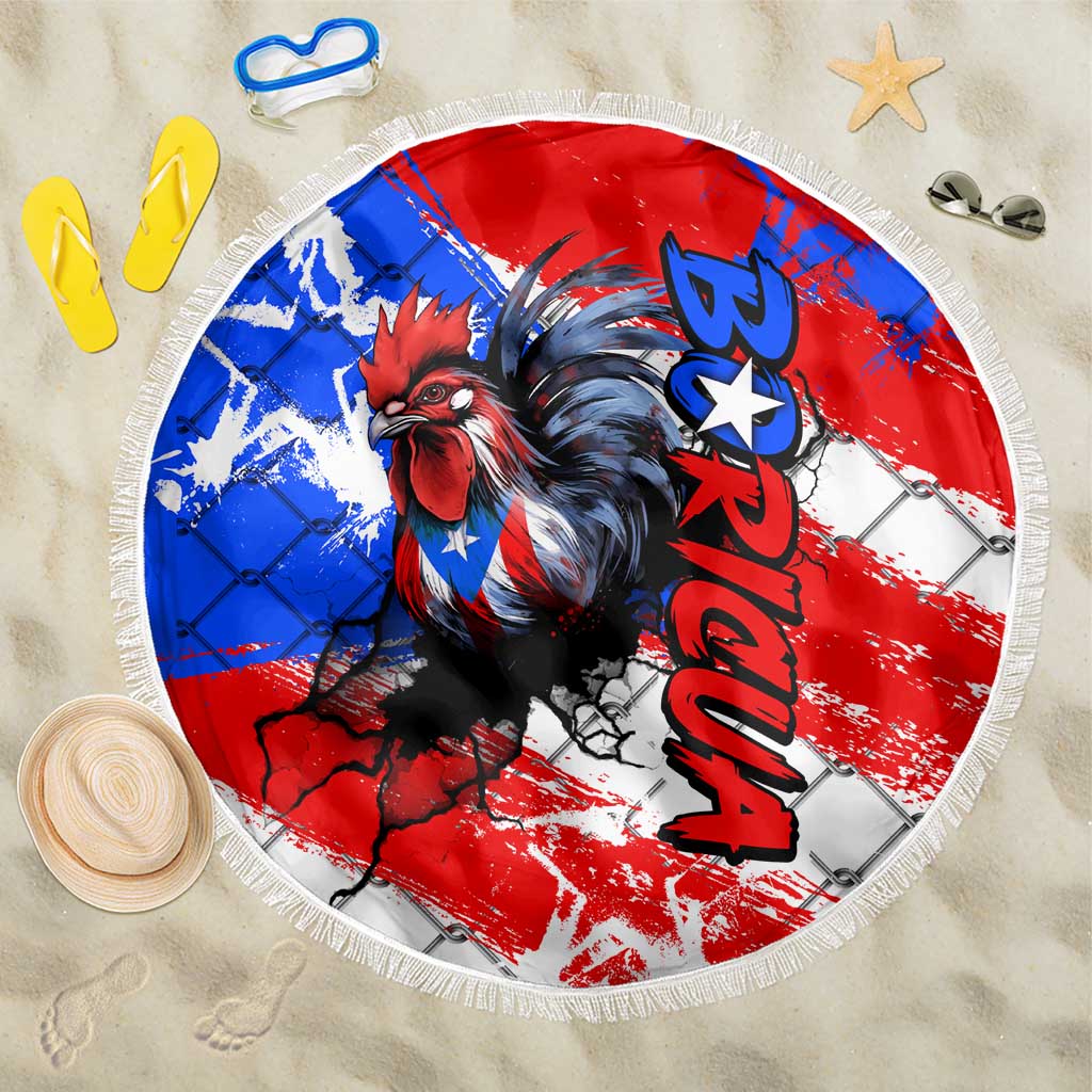 Boricua Pride Rooster Flag Puerto Rico Beach Blanket