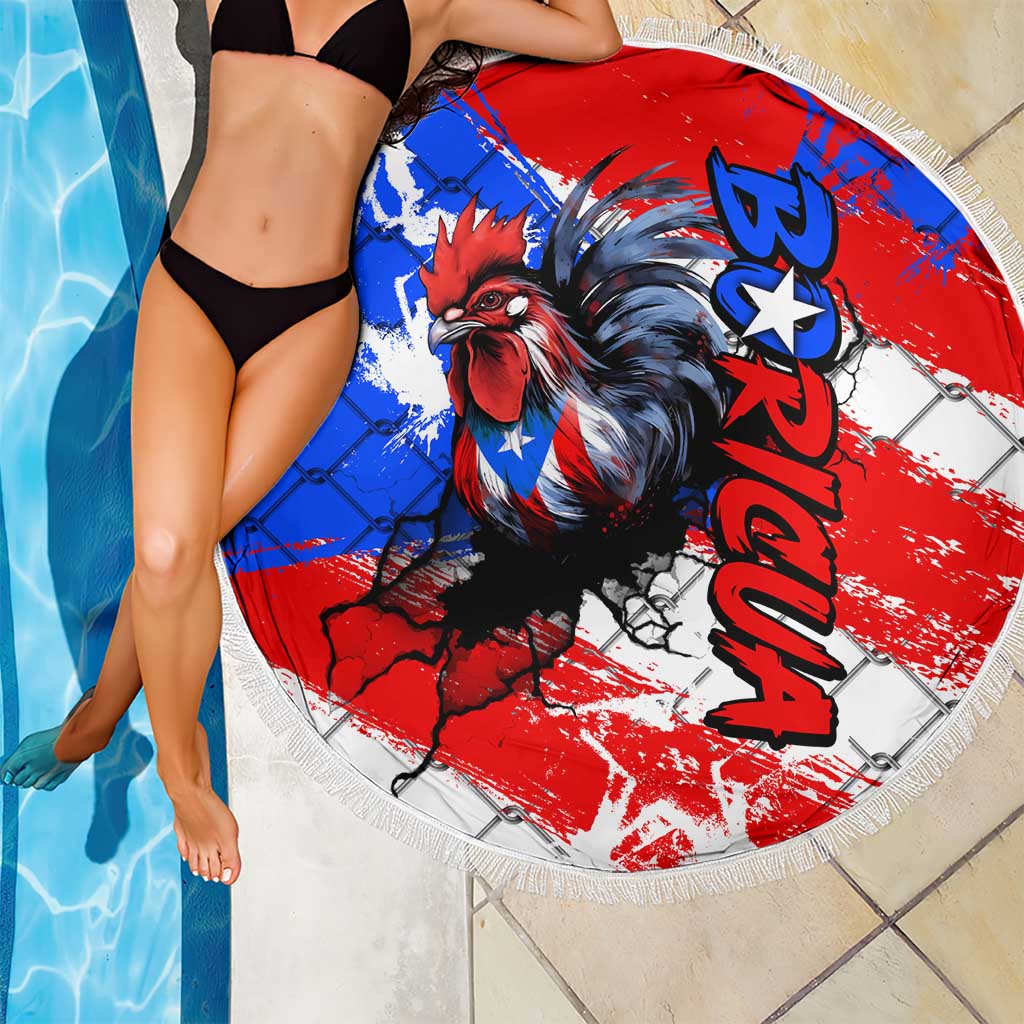 Boricua Pride Rooster Flag Puerto Rico Beach Blanket
