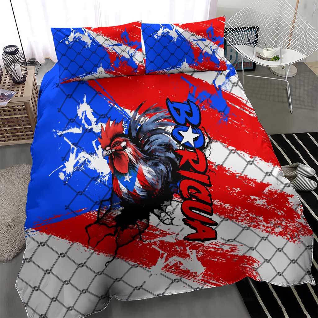 Boricua Pride Rooster Flag Puerto Rico Bedding Set