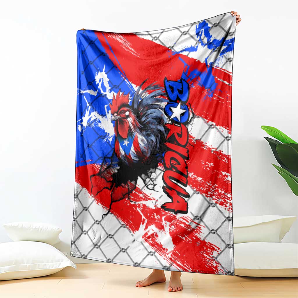 Boricua Pride Rooster Flag Puerto Rico Blanket