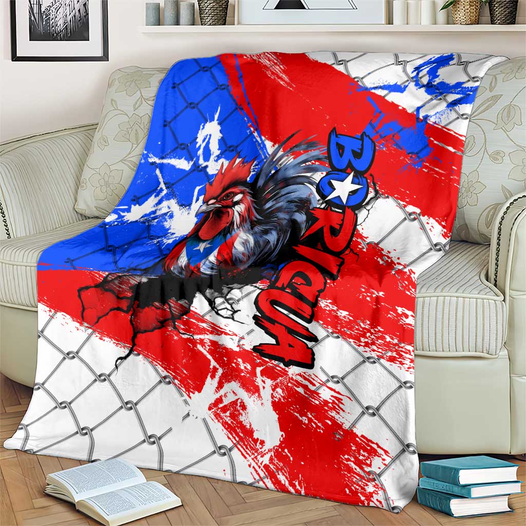 Boricua Pride Rooster Flag Puerto Rico Blanket