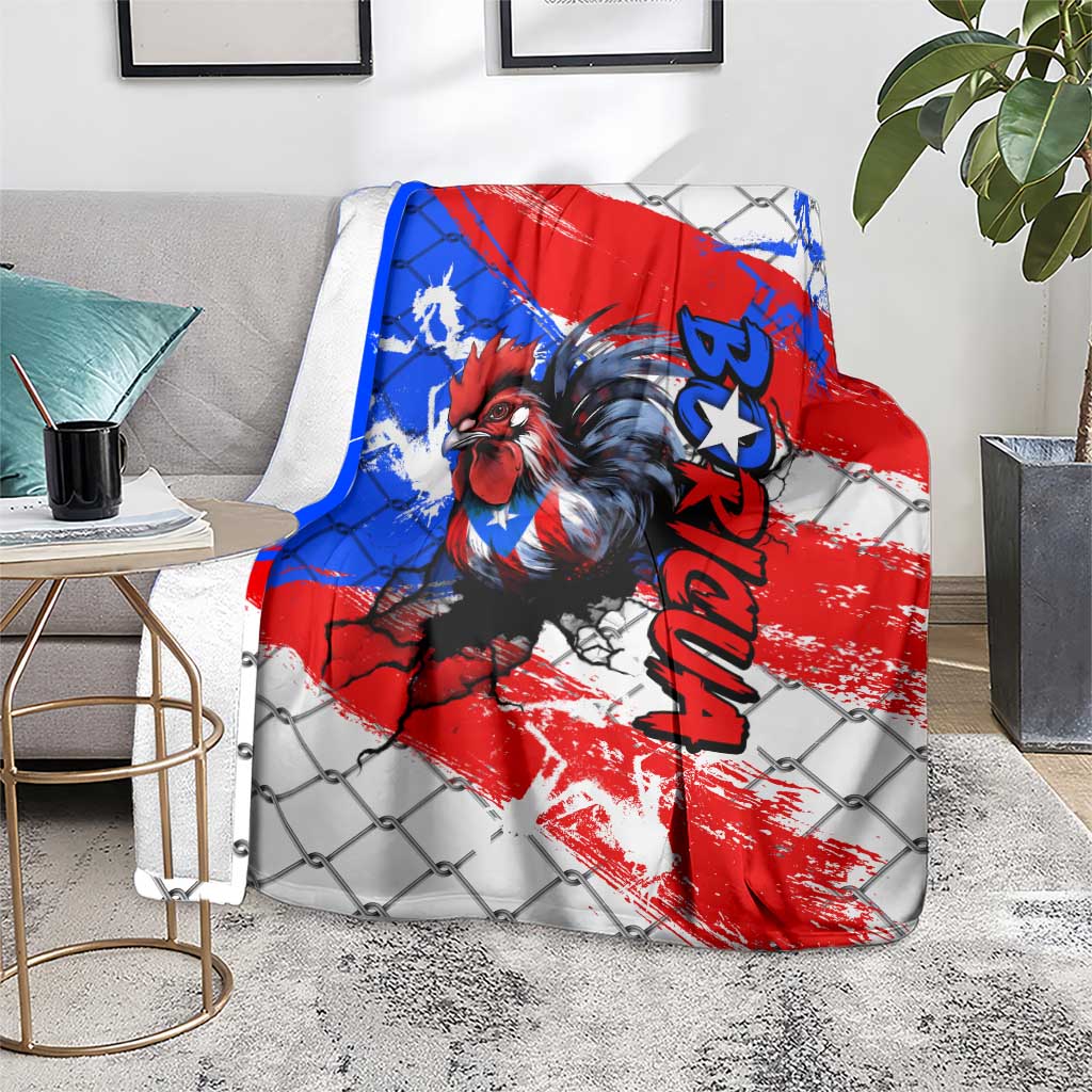 Boricua Pride Rooster Flag Puerto Rico Blanket