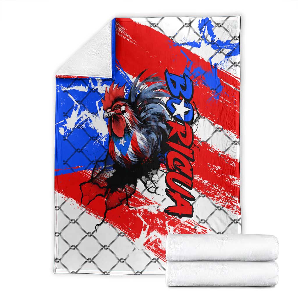 Boricua Pride Rooster Flag Puerto Rico Blanket