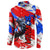 Boricua Pride Rooster Flag Puerto Rico Button Sweatshirt