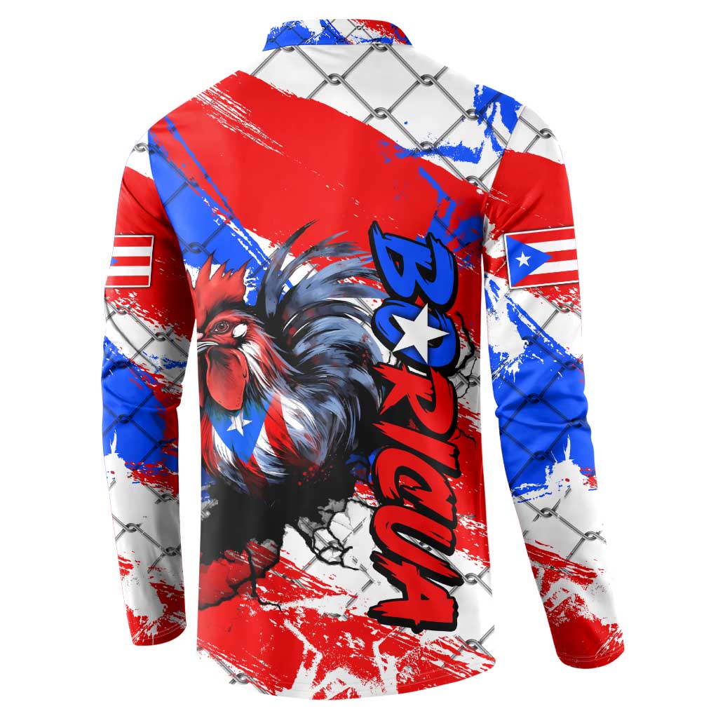 Boricua Pride Rooster Flag Puerto Rico Button Sweatshirt