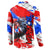 Boricua Pride Rooster Flag Puerto Rico Button Sweatshirt