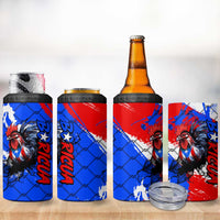 Boricua Pride Rooster Flag Puerto Rico 4 in 1 Can Cooler Tumbler