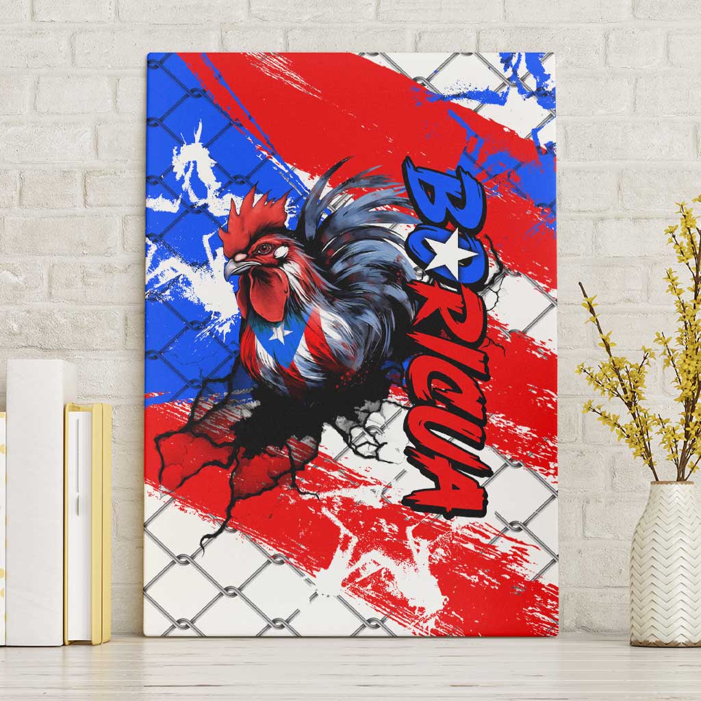 Boricua Pride Rooster Flag Puerto Rico Canvas Wall Art