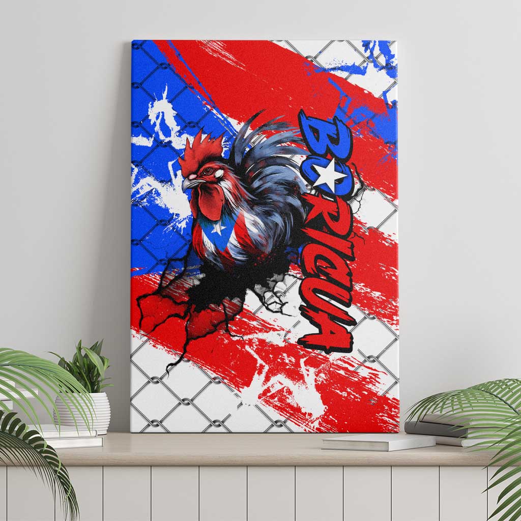 Boricua Pride Rooster Flag Puerto Rico Canvas Wall Art