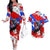 Boricua Pride Rooster Flag Puerto Rico Couples Matching Off The Shoulder Long Sleeve Dress and Hawaiian Shirt