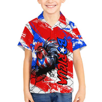 Boricua Pride Rooster Flag Puerto Rico Family Matching Long Sleeve Bodycon Dress and Hawaiian Shirt