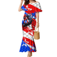 Boricua Pride Rooster Flag Puerto Rico Family Matching Mermaid Dress and Hawaiian Shirt
