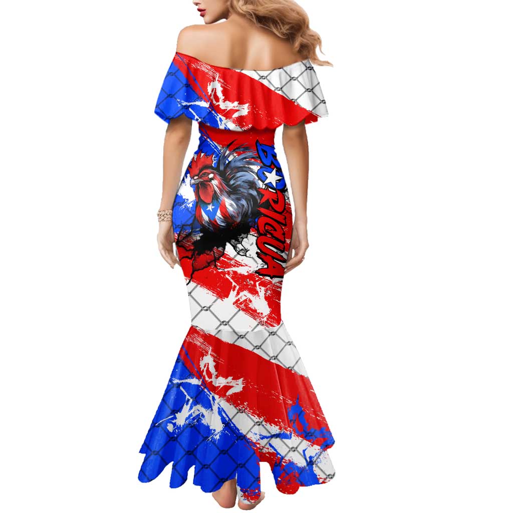 Boricua Pride Rooster Flag Puerto Rico Family Matching Mermaid Dress and Hawaiian Shirt